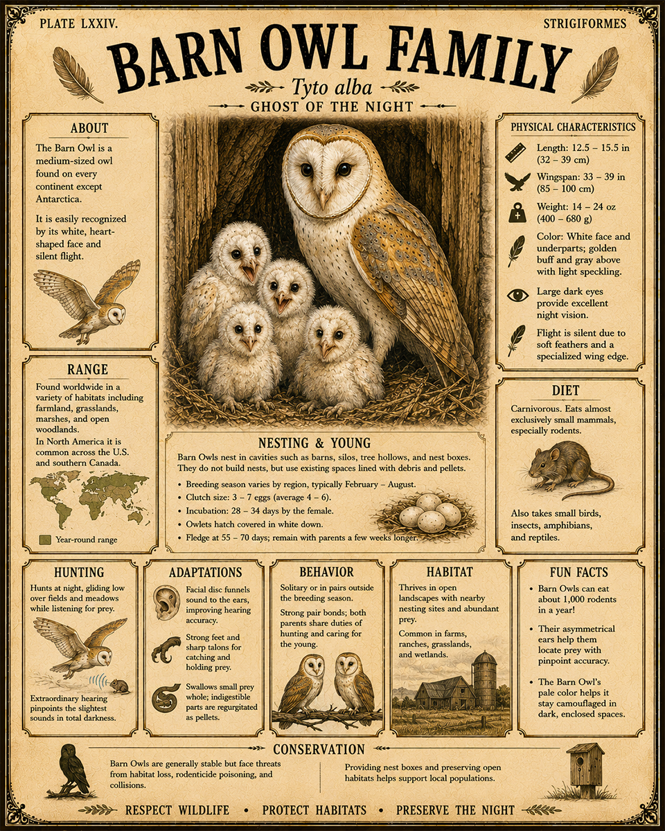 Barn Owl - Vintage Wildlife Art - Antique Nature Illustration