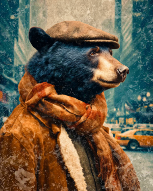 Barney in Boston - Black Bear Art Print