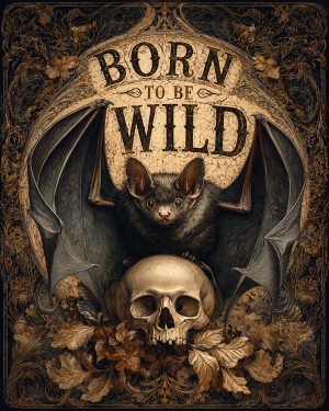 Bat and Skull - Born to Be Wild - Wildlife Art Print