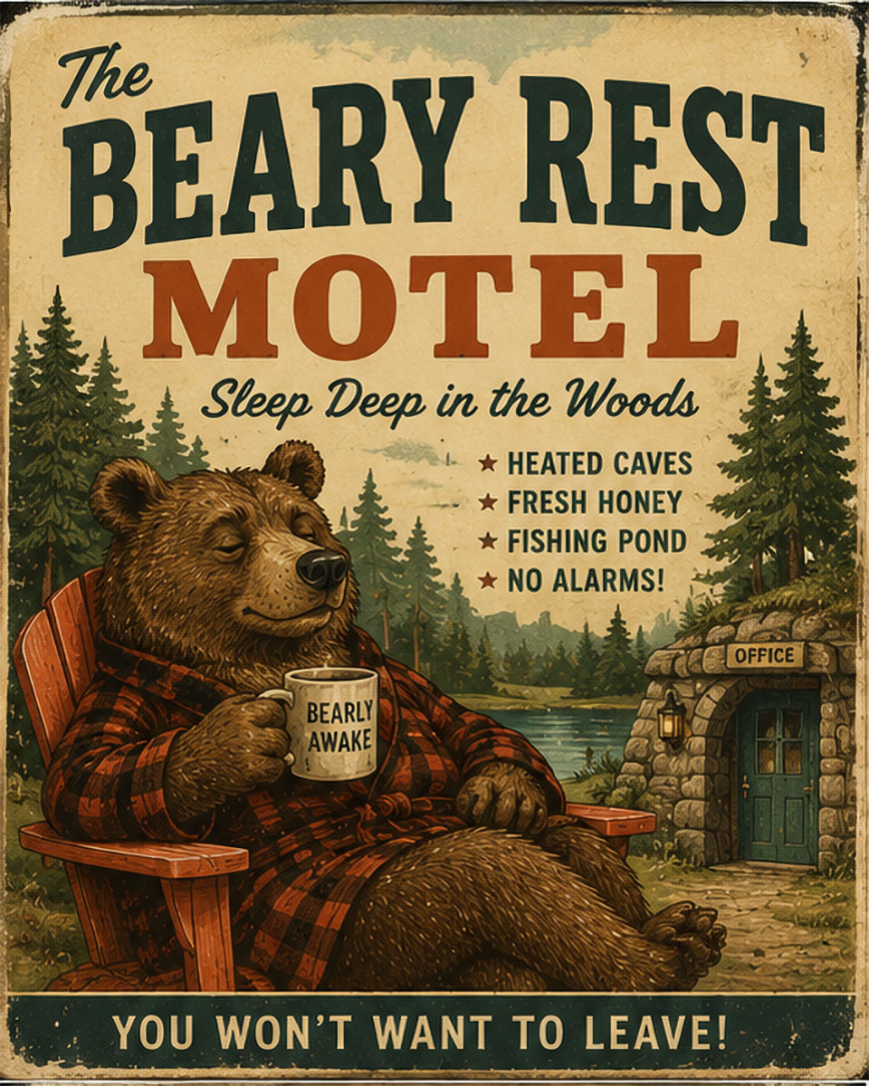 Beary Rest - Vintage Advertising Parody Motel Ad