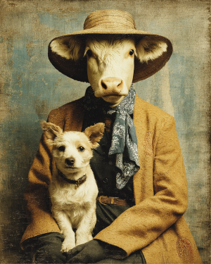 Becky with Bitsy - Cow Art Print