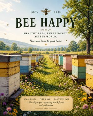 Bee Happy - Honeybee Art Print