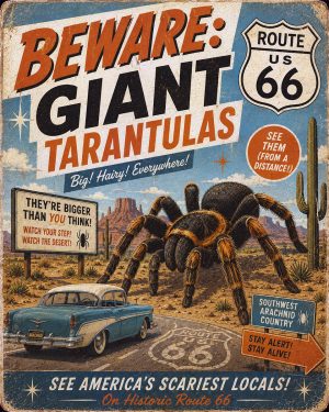 Beware Giant Tarantulas - Route 66 Parody Poster