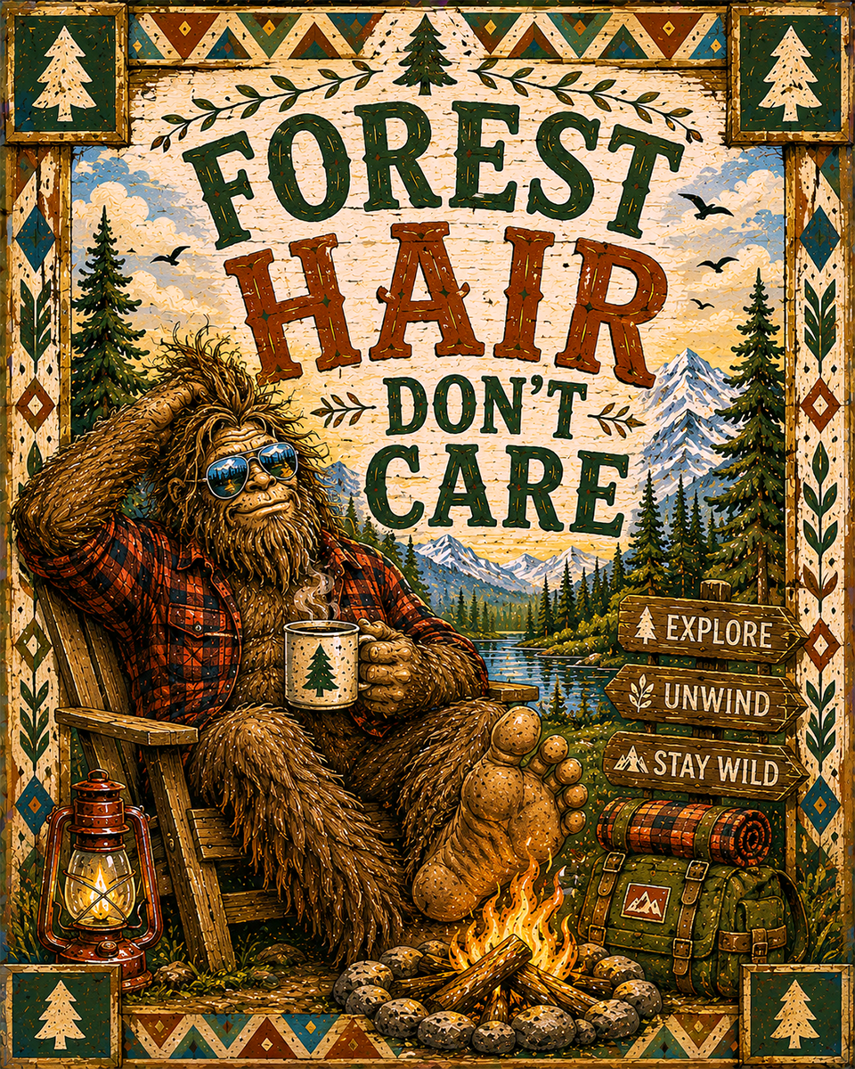 Bigfoot Art - Forest Hair Don't Care