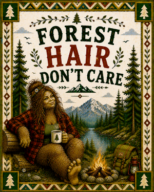 Bigfoot Art - Forest Hair Don't Care - Woman Version
