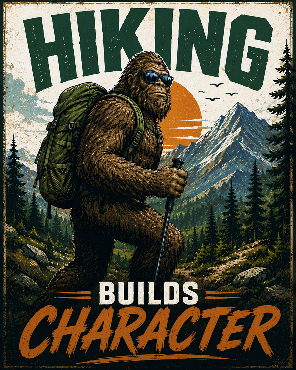 Bigfoot Art - Hiking Builds Character