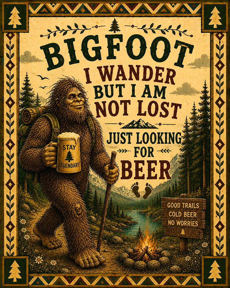 Bigfoot Art - I Wander - For Beer - Folk Style