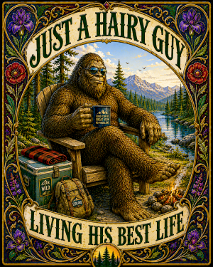 Bigfoot Art - Just a Hairy Guy Living His Best Life - Nouveau Style