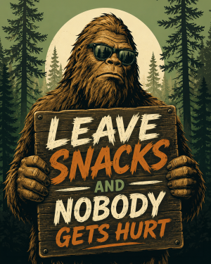 Bigfoot Art - Leave Snacks and Nobody Gets Hurt - Modern Style