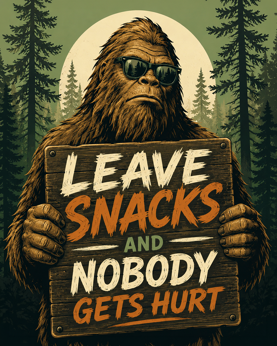 Bigfoot Art - Leave Snacks and Nobody Gets Hurt - Modern Style