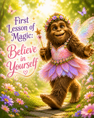 Bigfoot Fairy - Believe in Yourself - Animal Fairies - Children's Fantasy Artwork