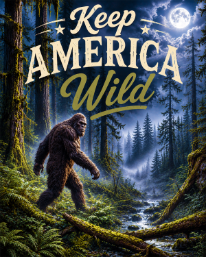 Bigfoot - Keep America Wild Art Print - Americana Nature Artwork