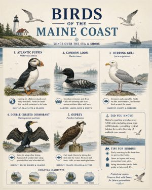 Birds of the Maine Coast Chart Art Print