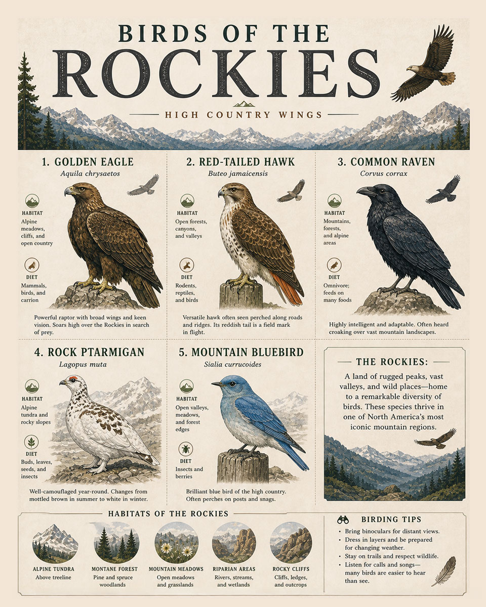 Birds of the Rocky Mountains Chart Art Print