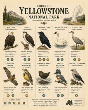 Birds of the Yellowstone National Park Chart Art Print