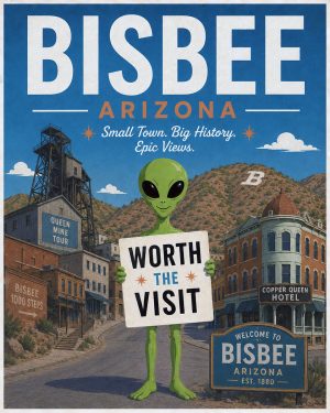 Bisbee Arizona - Minimalist Style Alien Worth The Trip Art Print
