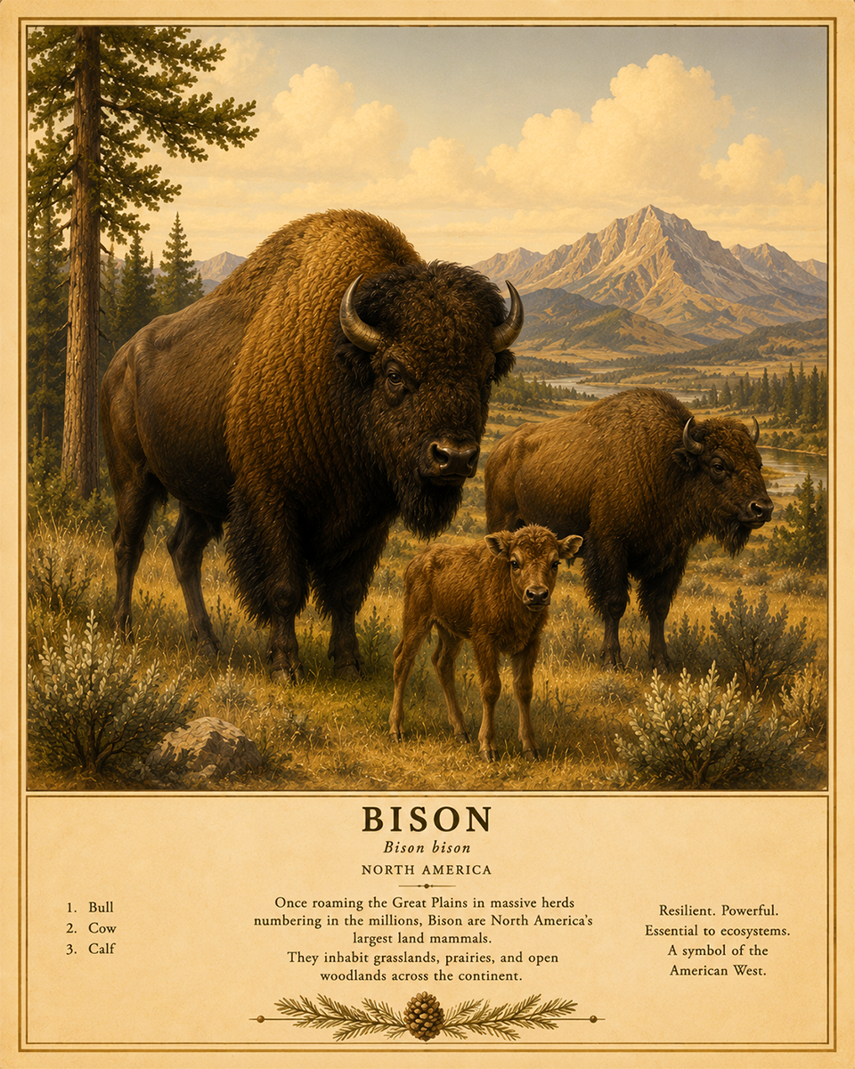 Bison - Vintage Wildlife Art - Antique Nature Illustration