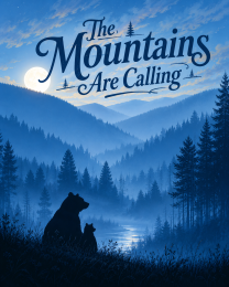 Black Bear with Cub - The Mountains are Calling Art Print