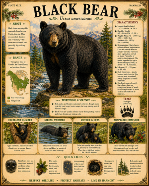 Black Bear - Vintage Wildlife Art - Antique Nature Illustration