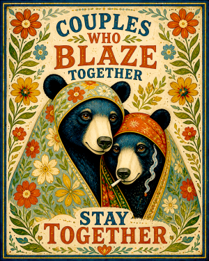 Blaze Together Black Bears - Marijuana Poster