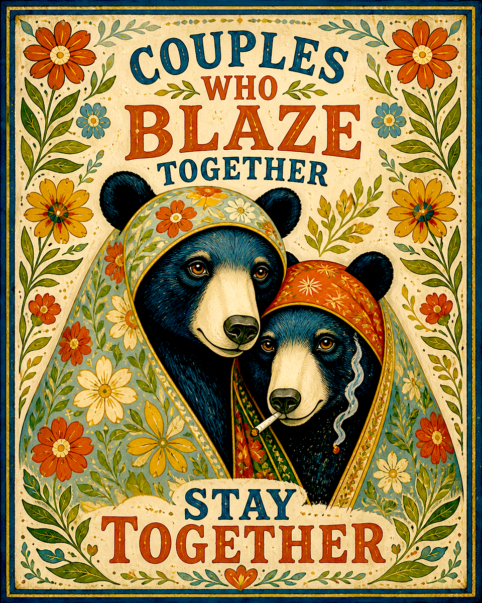 Blaze Together Black Bears - Marijuana Poster