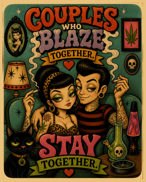 Blaze Together Lowbrow - Marijuana Poster