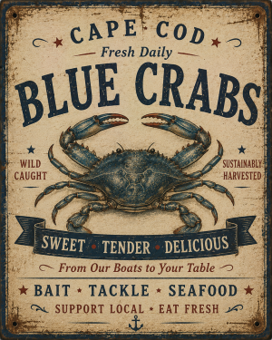 Blue CrabCoastal Nautical Sign - Coastal Coastal Nautical Nostalgia