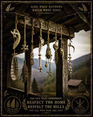 Bone Charms Hanging from Porch - Folk Horror - Appalachian Gothic Art Print