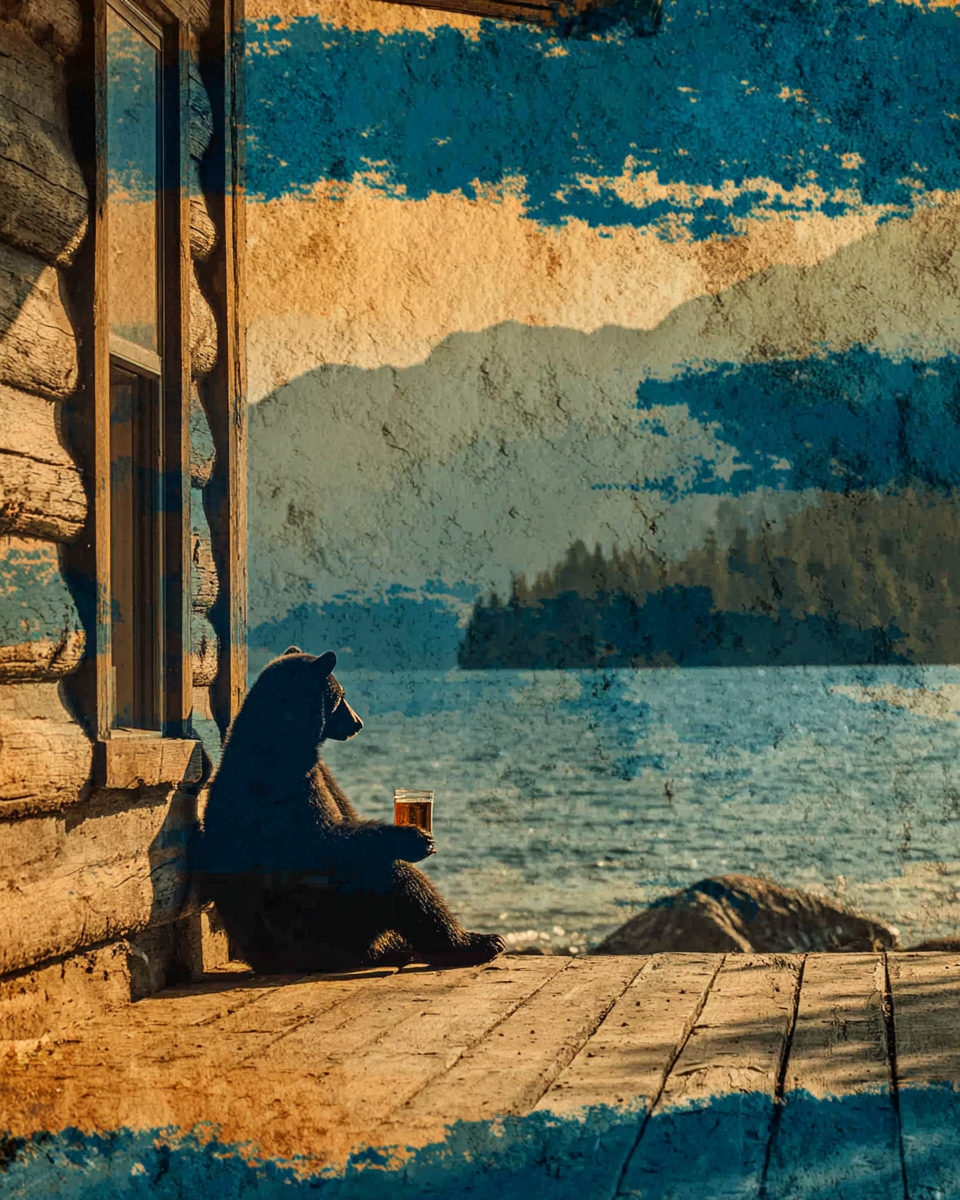 Bored with a Beer - Black Bear Art Print