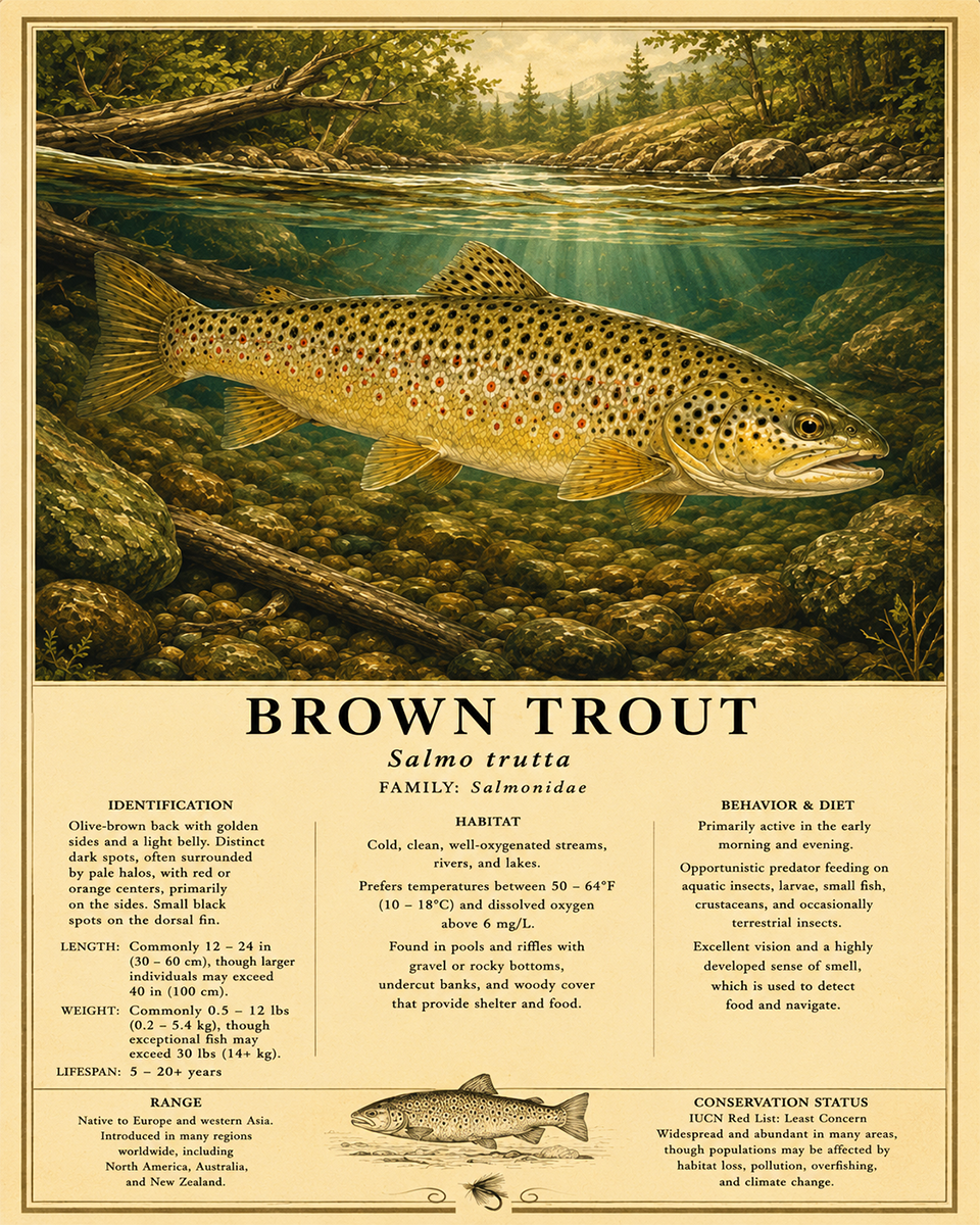 Brown Trout - Vintage Wildlife Art - Antique Nature Illustration