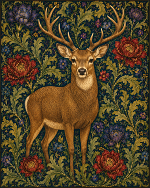 Buck Deer - 19th Century Arts and Crafts Style Art Print