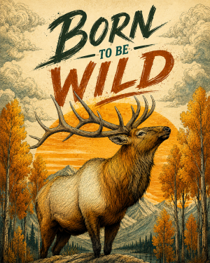Bull Elk - Born to Be Wild - Wildlife Art Print