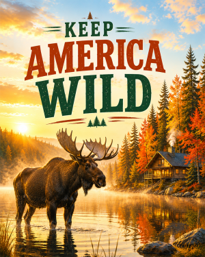 Bull Moose - Keep America Wild Art Print - Americana Nature Artwork