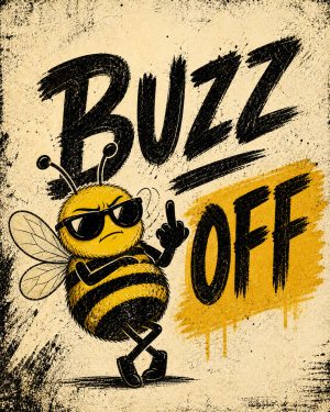 Buzz Off - Grunge - Honeybee Art Print