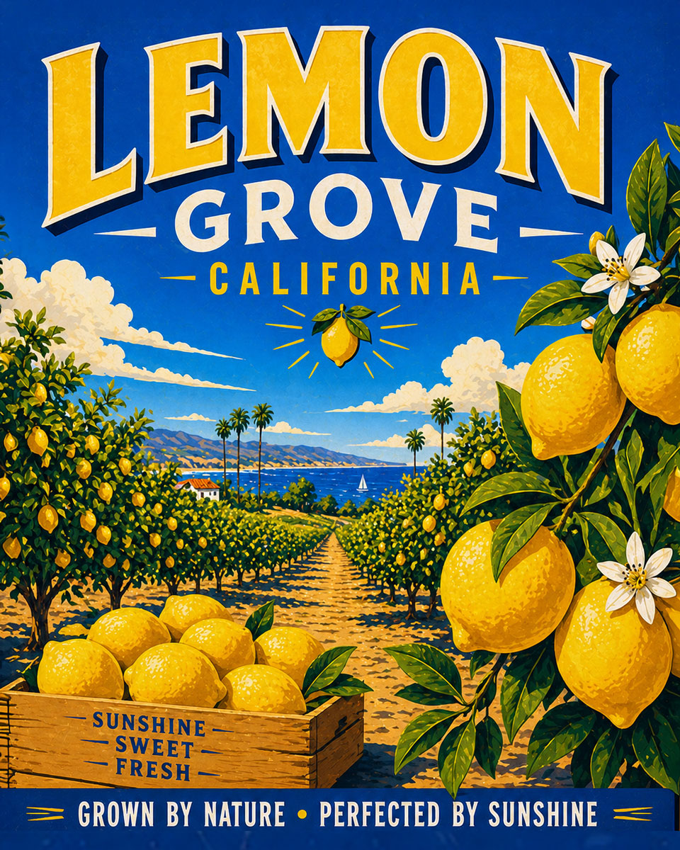 California Lemon Groves  - Agri-Tourism Art Print