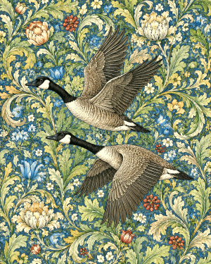 Canada Geese - 19th Century Arts and Crafts Style Art Print