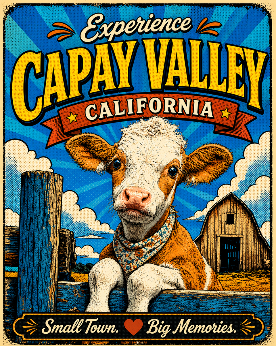 Capay Valley California - Pop Art Calf Agri-Tourism Art Print