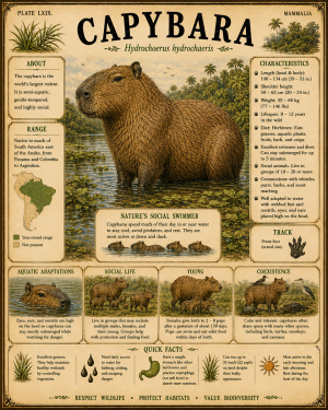 Capybara - Vintage Wildlife Art - Antique Nature Illustration