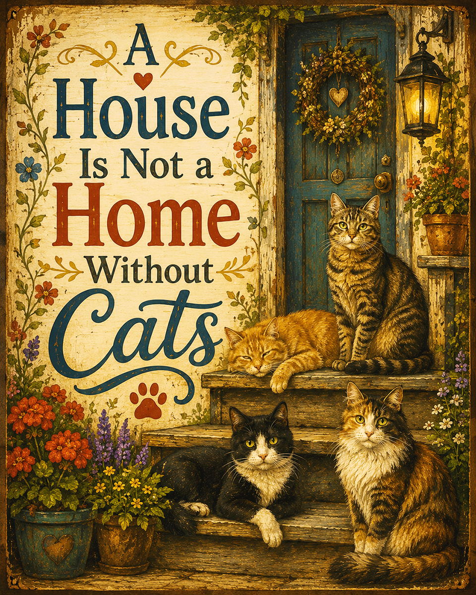 Cat Artwork Prints - A House Is Not a Home Without Cats