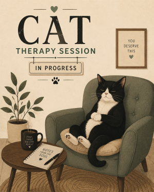 Cat Artwork Prints - Cat Therapy Session in Progress