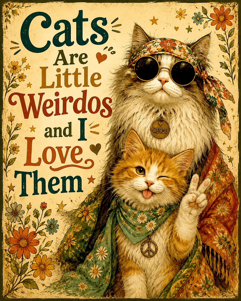 Cat Artwork Prints - Cats Are Little Weirdos and I Love Them