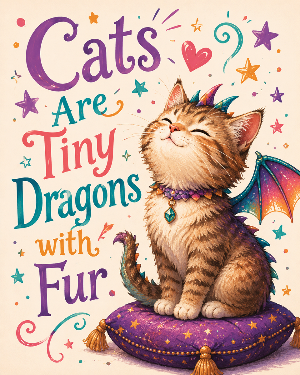 Cat Artwork Prints - Cats Are Tiny Dragons with Fur