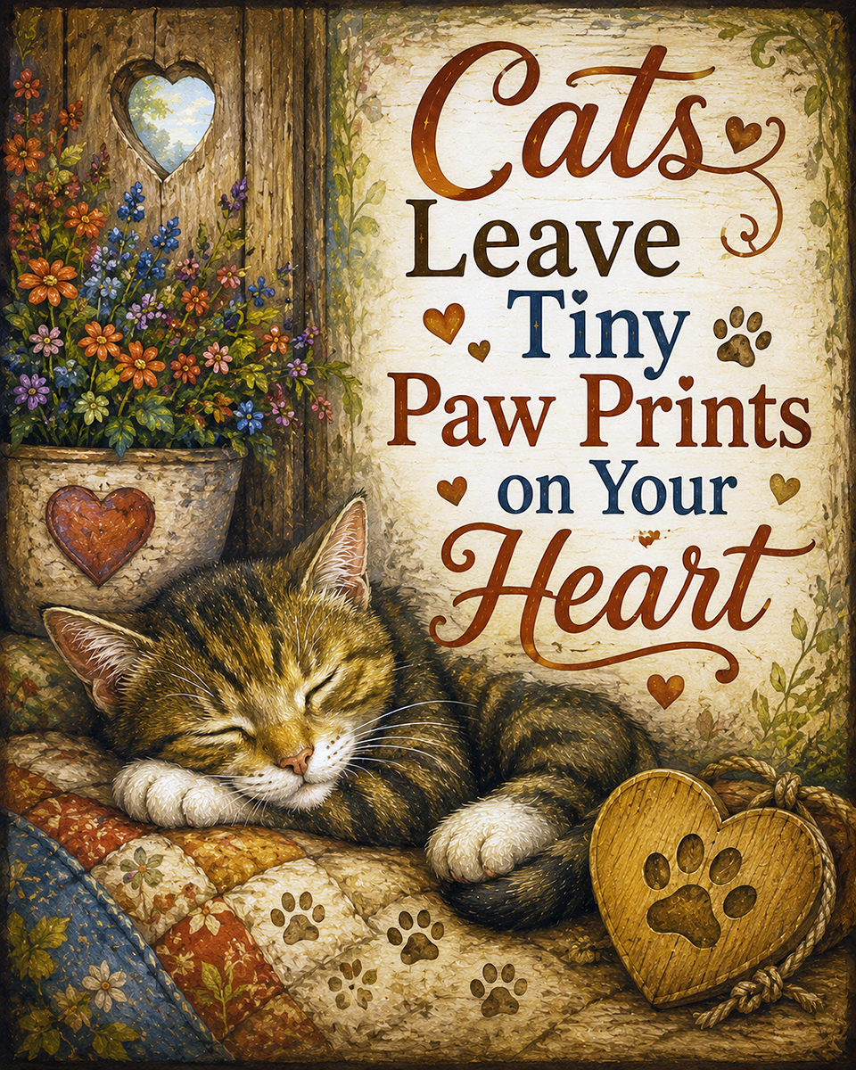 Cat Artwork Prints - Cats Leave Tiny Paw Prints on Your Heart