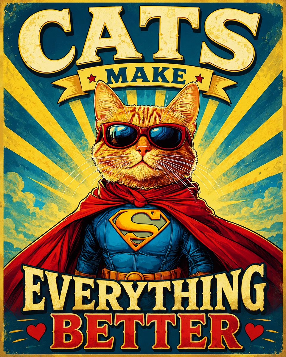 Cat Artwork Prints - Cats Make Everything Better