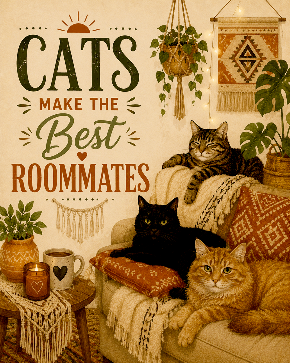 Cat Artwork Prints - Cats Make the Best Roommates