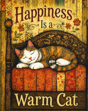 Cat Wall Art Prints - Happiness Is a Warm Cat