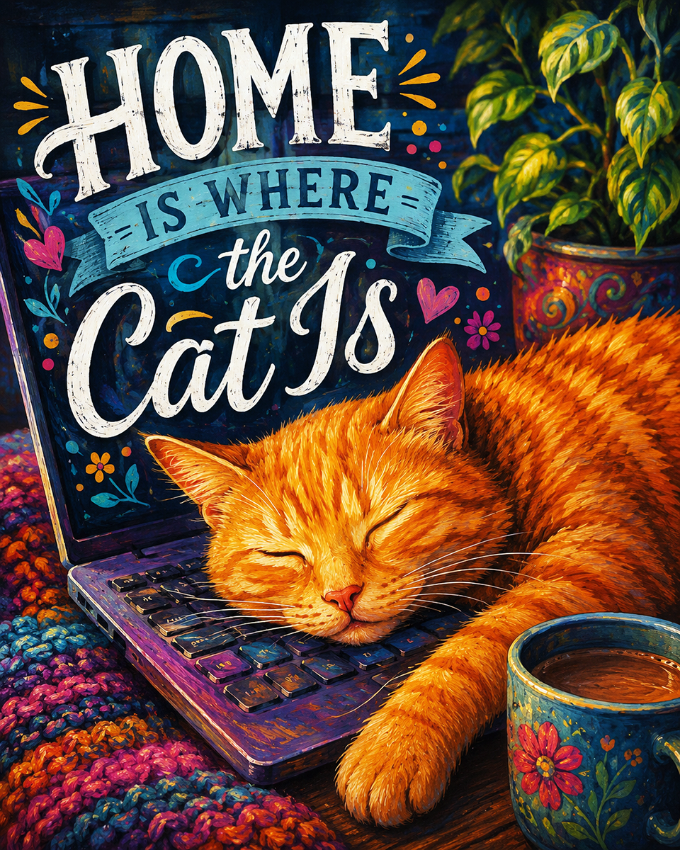 Cat Wall Art Prints - Home Is Where the Cat Is