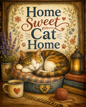 Cat Wall Art Prints - Home Sweet Cat Home