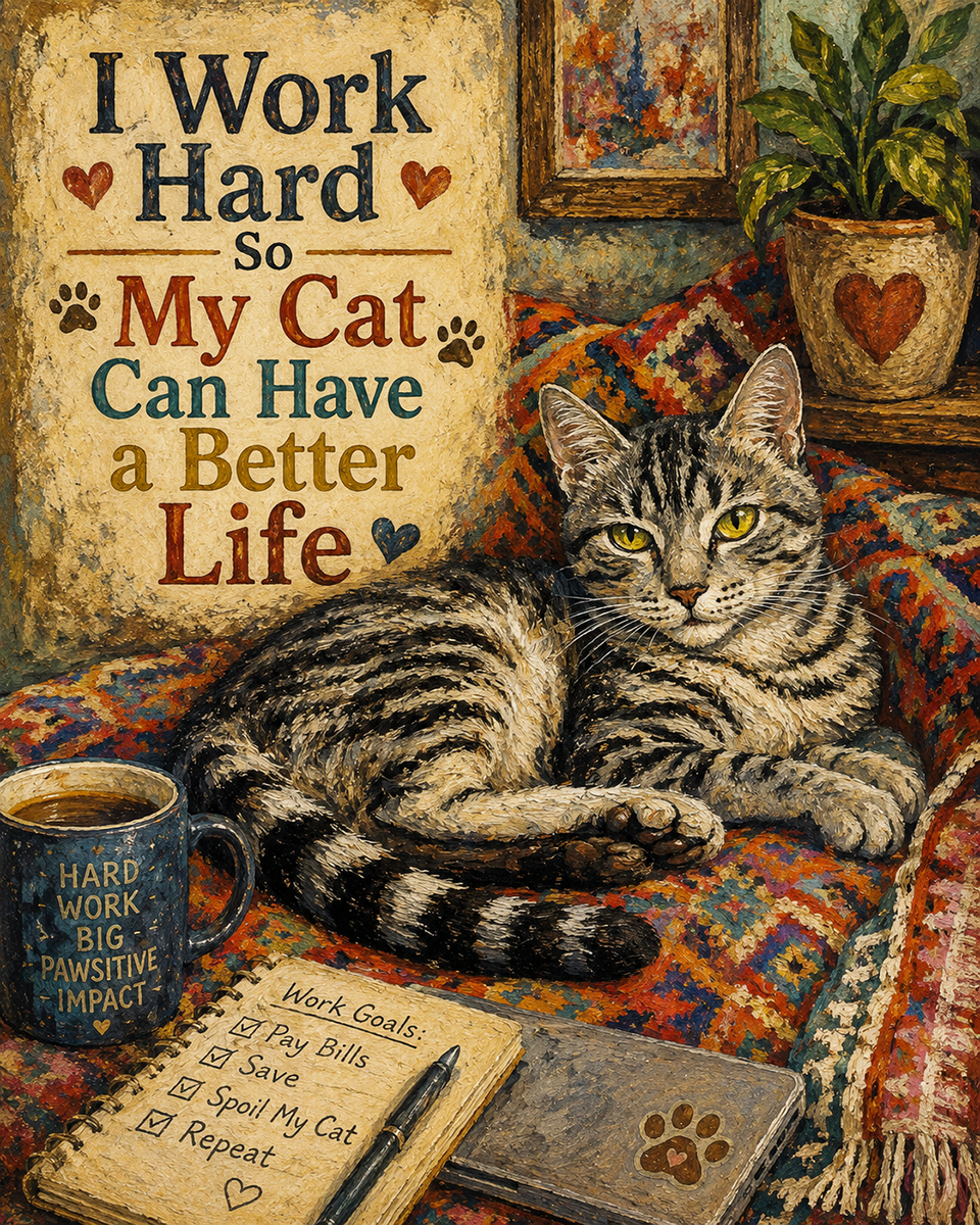 Cat Wall Art Prints - I Work Hard So My Cat Can Have a Better Life