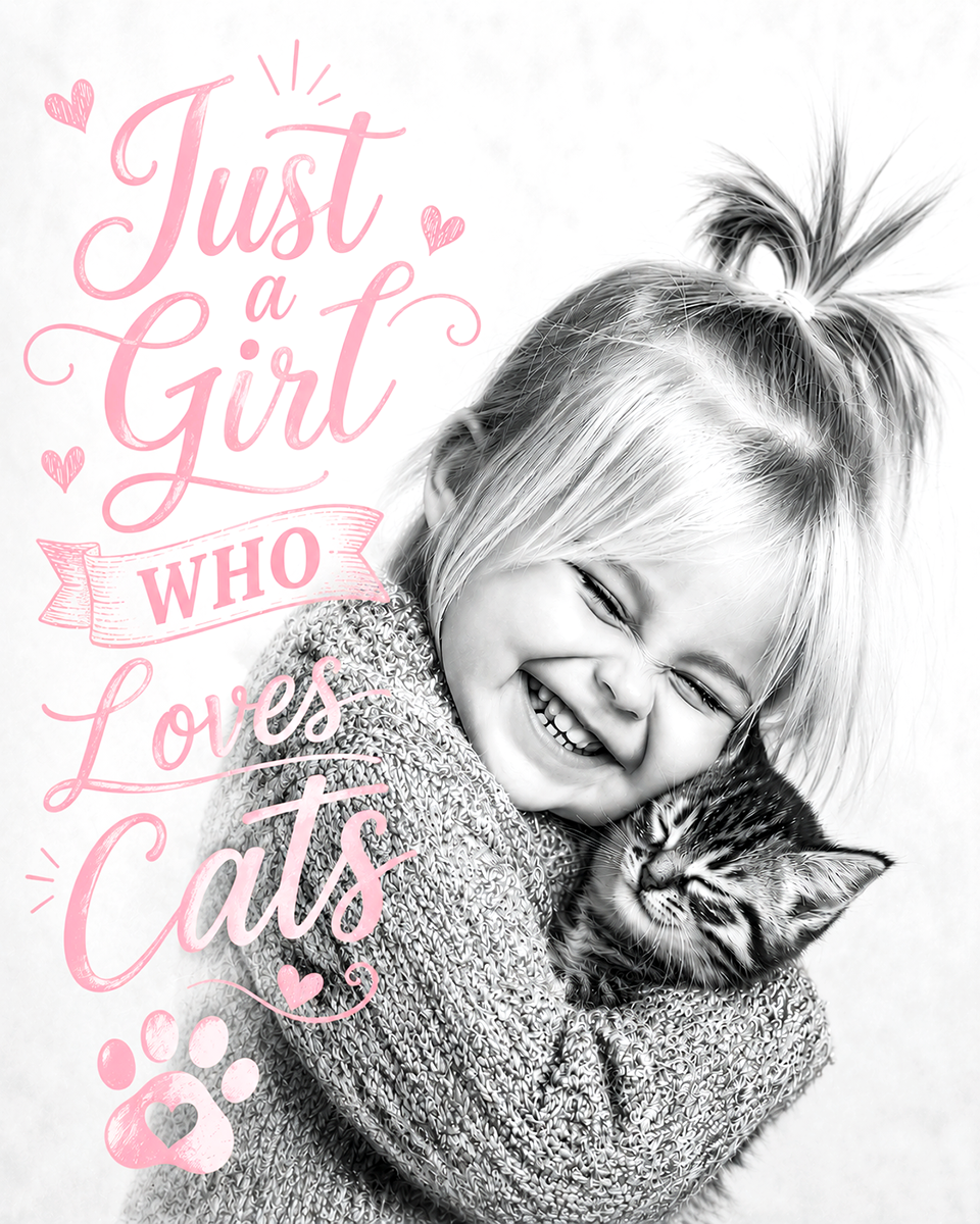 Cat Wall Art Prints - Just a Girl Who Loves Cats II